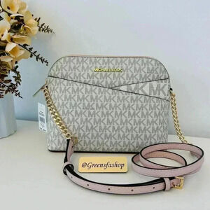 Michael Kors Jet Set Travel Medium Logo Dome Crossbody Bag MK